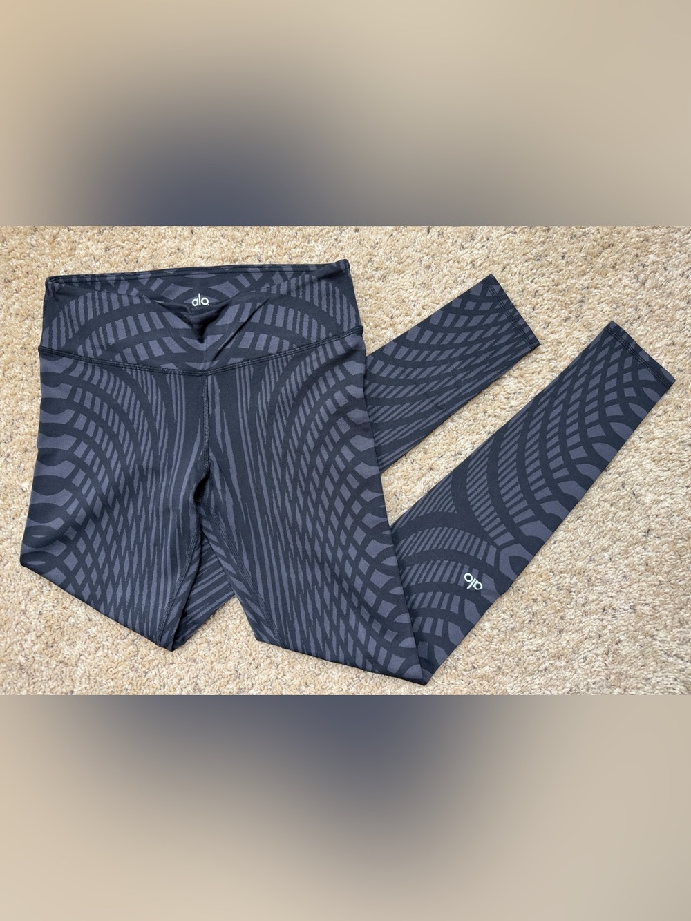 ALO Yoga Kids Black Geometric Pattern Leggings